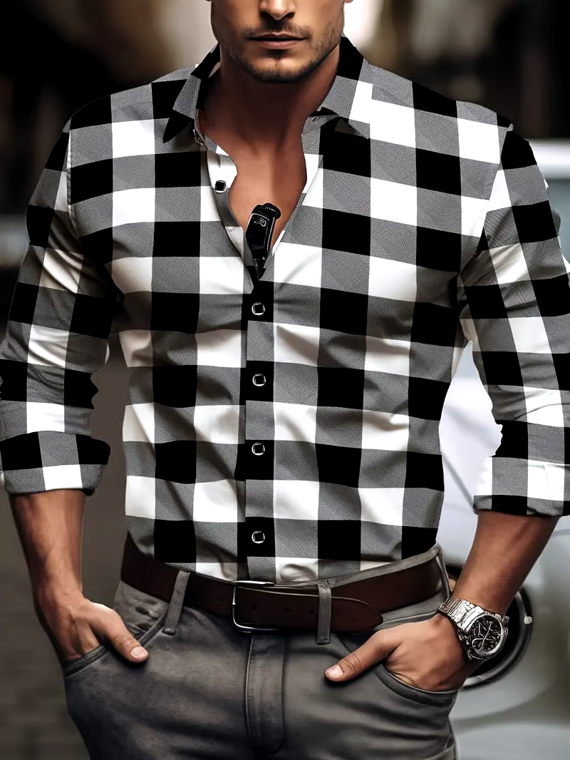 Men's Business Casual Striped Long Sleeve Shirt