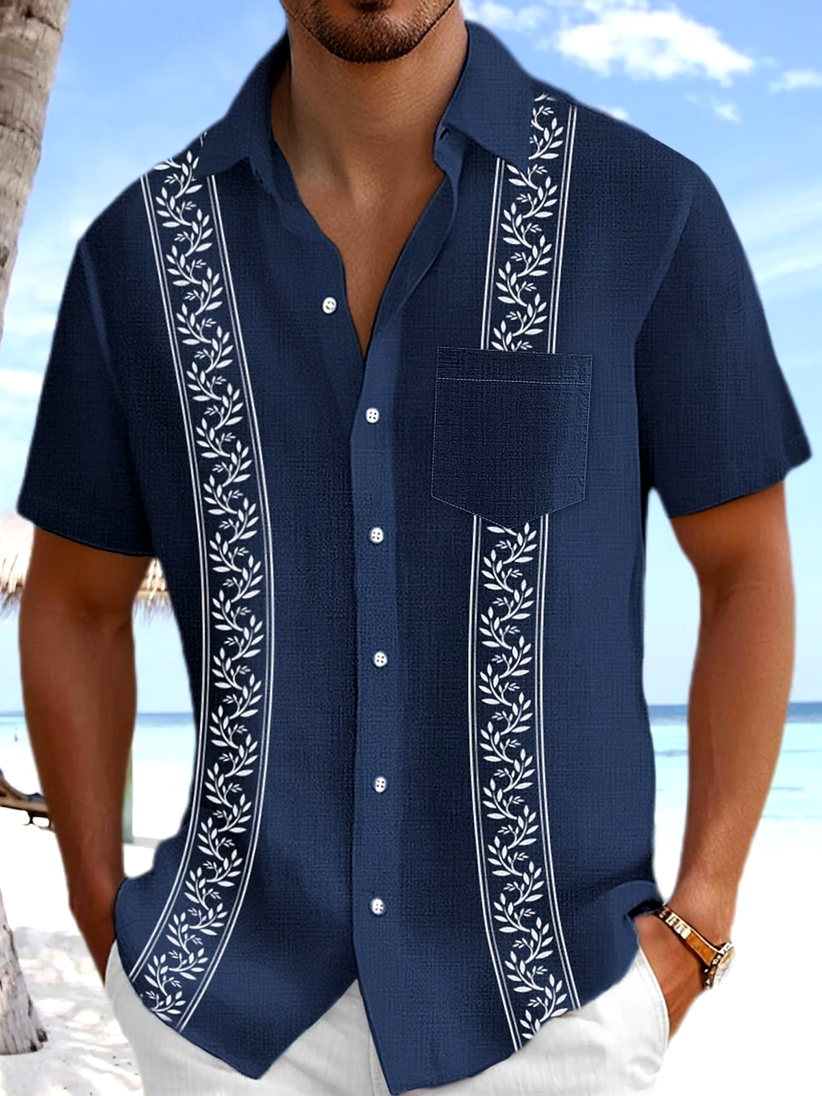 Men's Casual Retro Contrast Color Hawaiian Shirt