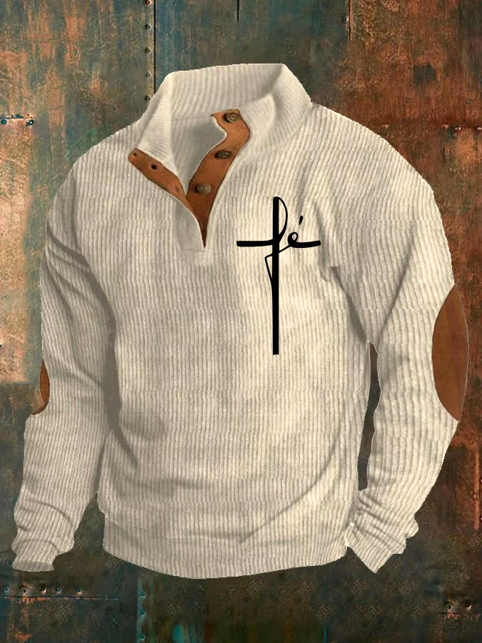 Men'S Retro Stand Collar Long Sleeve Hope Sweatshirt