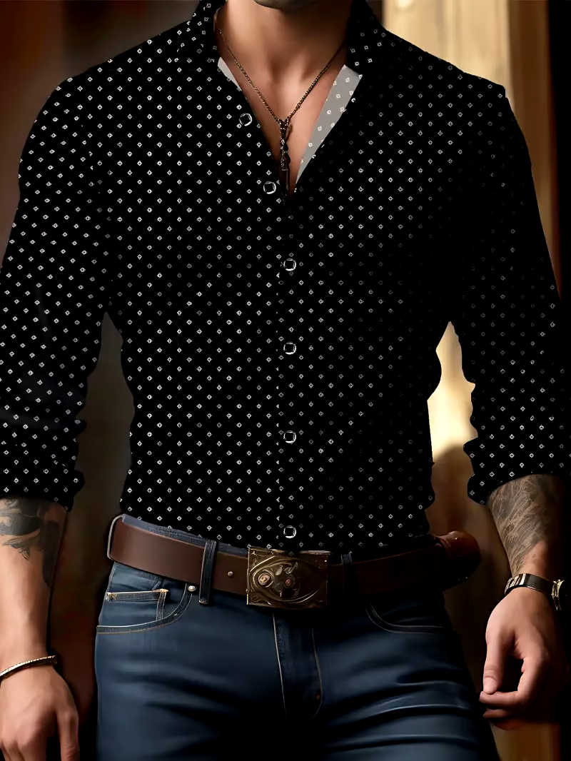 Men's Business Casual Striped Long Sleeve Shirt