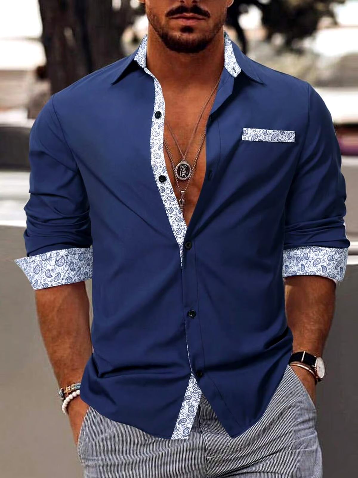 Men's Business Casual Long Sleeve Shirt